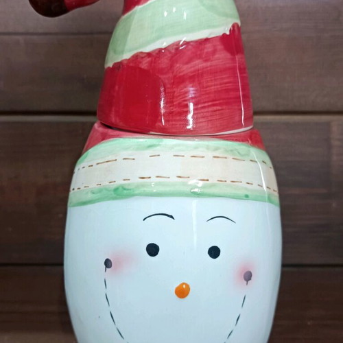 Christmas cookie jar snowman vintage in excellent condition