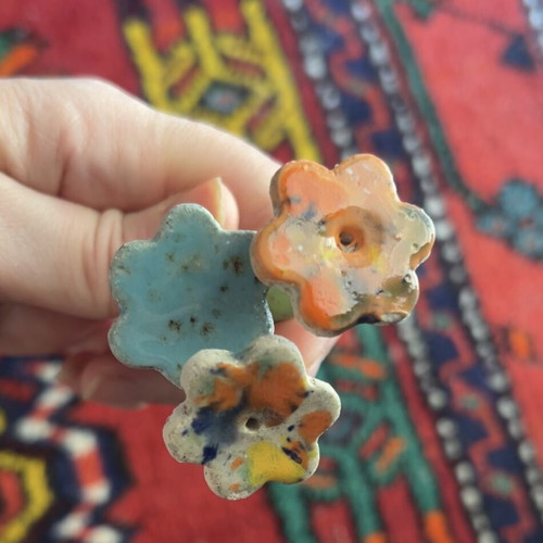 Ceramic flowers handmade, set of 3, new