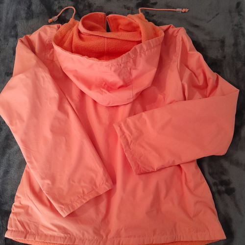 Spring fleece jacket L with removable hood like new, pale apricot