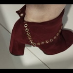 Burgundy suede women's ankle boots size 39