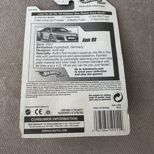 Hot Wheels Audi R8 2008 mainline new