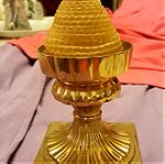  Βάση για κερί, με κερί μέλισσας, από μασίφ μπρούντζο,  ινδικής κατασκευής.
