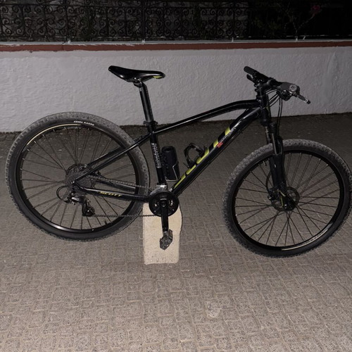 Mountain bike, black, 20 inch, disc brakes, front suspension
