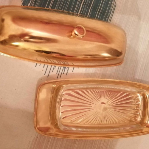 Vintage butter dish gold plated from 60s-70s new