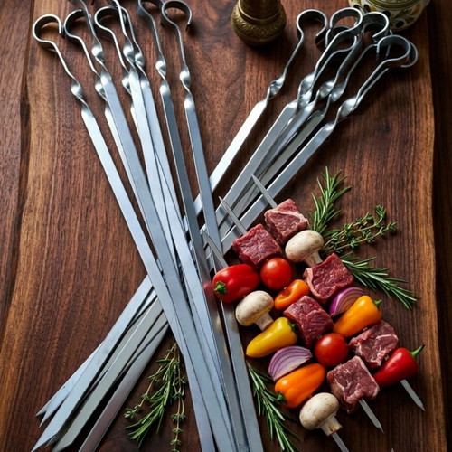 Inox skewers set of 10, 50 cm length, 3 mm thickness