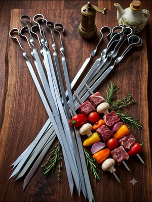 Inox skewers set of 10, 50 cm length, 3 mm thickness