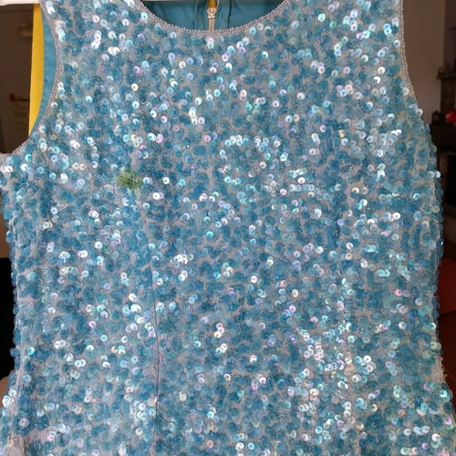 Aslanis women's embellished blouse used with sequins and beads turquoise size L