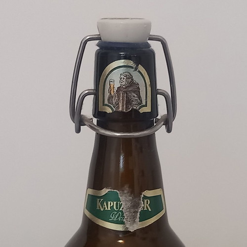 Kapuziner beer bottle used, empty, height 27.5 cm