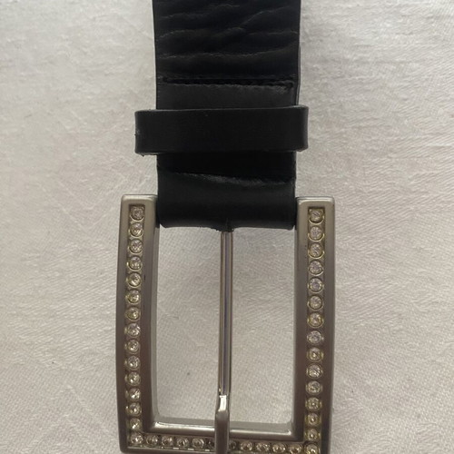 Leather belt Saddler with decorative crystal buckle like new, black