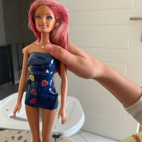 Barbie with improvised dress used