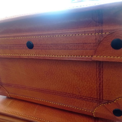Set of 3 vintage leather suitcases new brown