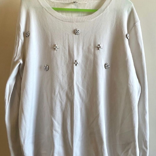 Guess white knitted blouse with long sleeves, like new, XSmall