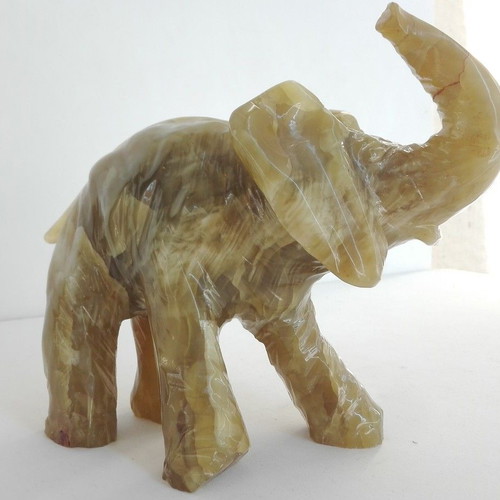 Elephant Onyx Figurine vintage, handmade, used, 22cm, 2.7kg