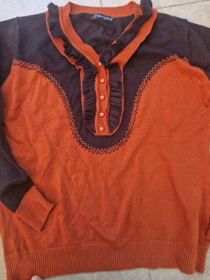 Knitted top like new, long sleeve, orange, size L