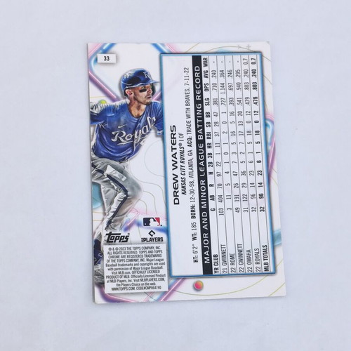 2023 Topps Chrome Drew Waters Rookie Card RC #33 Kansas City Royals