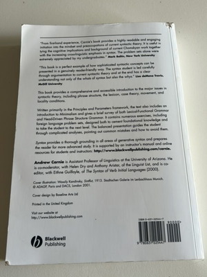Syntax A Generative Introduction book used, English