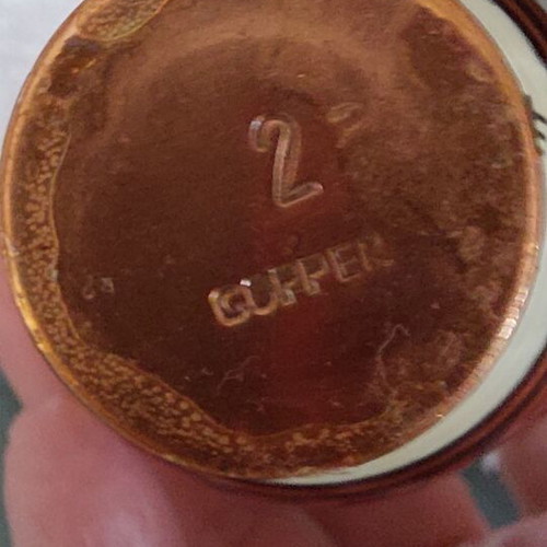Vintage copper decorative vases set of 2, handmade 70s, used