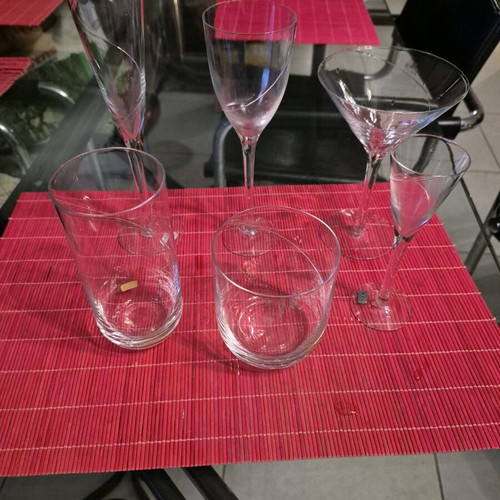 Kosta Boda vintage Line glassware set by Anna Ehrner like new