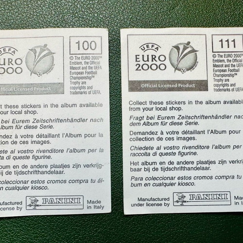 UEFA Euro 2000 Panini stickers like new, set of 2