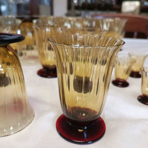 Vintage handmade glasses used, set of 28 pieces