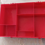 Plastic storage box used with multiple compartments for small items