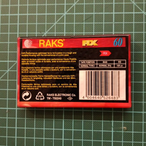 Raks RX 60 Super Slim Type I audio cassette sealed, new