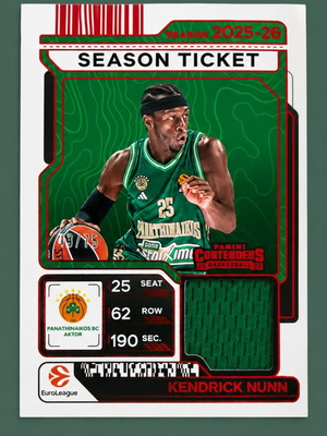 25-26 Euroleague Contenders Kendrick Nunn Patch /75