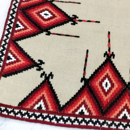 Hand embroidered linen tablecloth square like new 68x70 cm