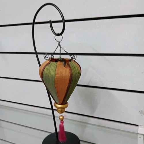 Fabric two-tone hanging lantern with metal base new