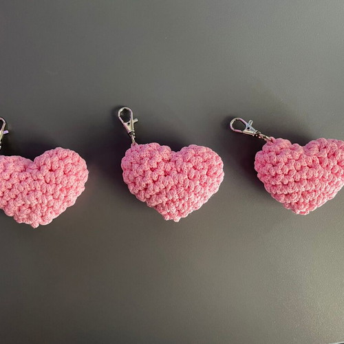 Handmade heart keychain pink new