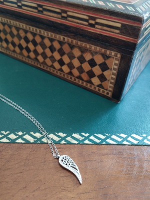 Stainless steel necklace with zircon, angel wing