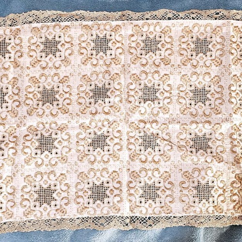 Handmade embroidered rectangular tablecloth with lace, like new