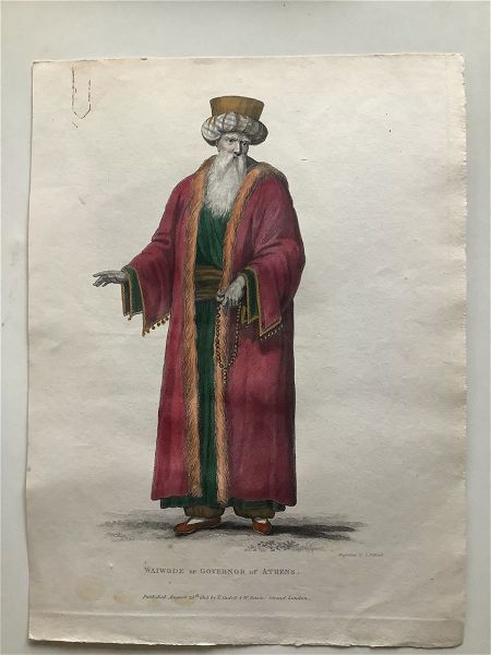  paradosiaki foresia voevodas  diikitis tis athinas  tou 1815, chalkografia epichromatismeni charaktis R.Pollard