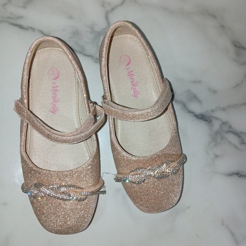 Markelly children's ballerina shoes like new, size 30, rose gold with glitter and rhinestones