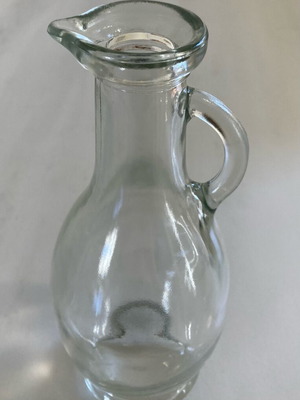 Retro oil amphora in clear glass as new, 17 cm high