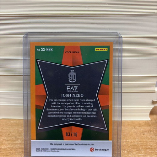 Josh Nebo Select Stars Gold Prizm Auto 2025-26 Euroleague card new
