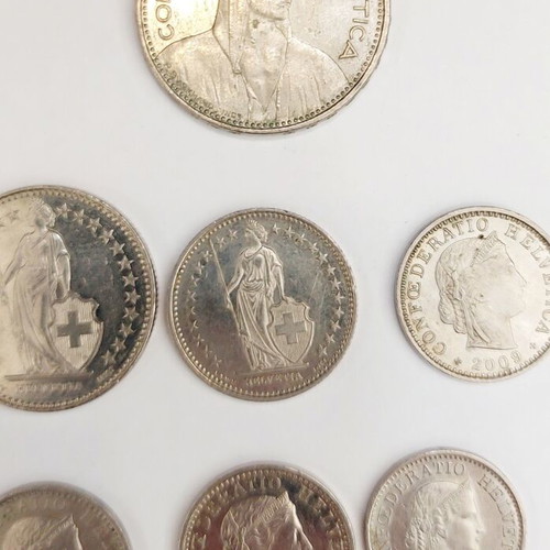 Swiss Coin Collection like new, pack of 7 Swiss francs