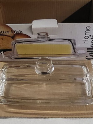 Glass butter dish new in box