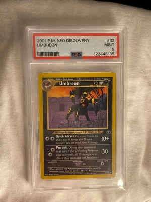 Umbreon 32/75 Neo Discovery Rare 2001 καινούργιο, PSA 9 Mint