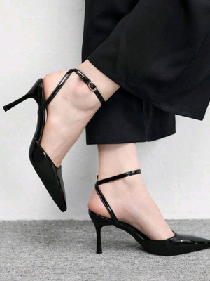 Shein black pumps used, size 38, patent leather with thin heel