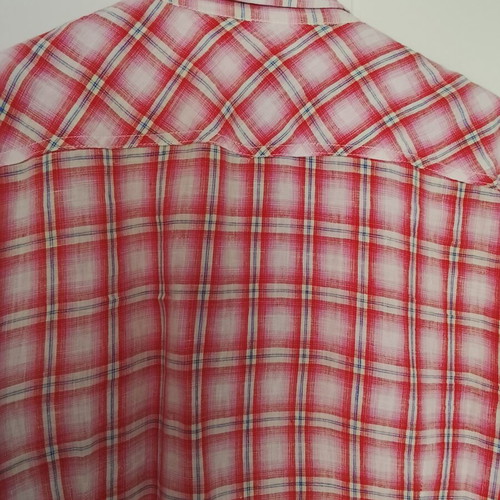 Scotch men's short-sleeve shirt XXL used, red and pink plaid linen