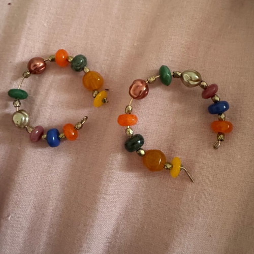 Earrings and ring used, multicolored, set
