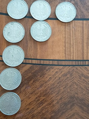 2 Deutsche Mark coins used, lot of 10, West Germany 1957-1968