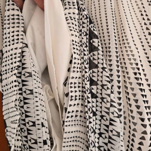 Long airy dress with black and white pattern, size S