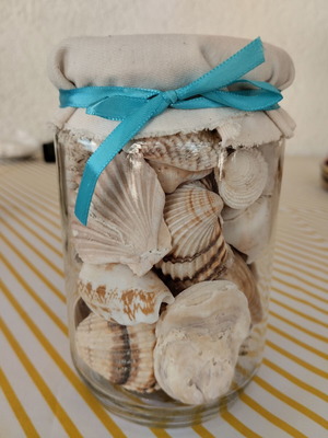 Jar with natural seashells like new