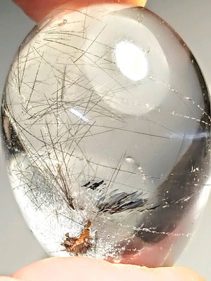 Rutile quartz egg new with interesting inclusions