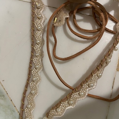 Elina Linardaki gladiator sandals used, size 36 with beads and pearls