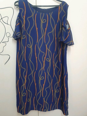 Women's loose dress like new, blue and gold