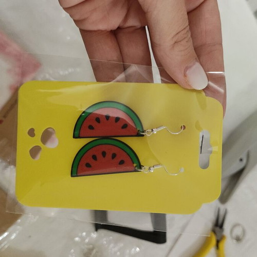 Watermelon Slice 3D printing earrings made to order