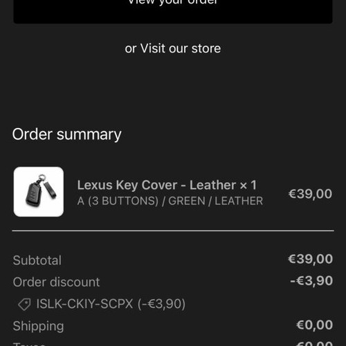 Lexus key cover case in dark green real leather, brand new